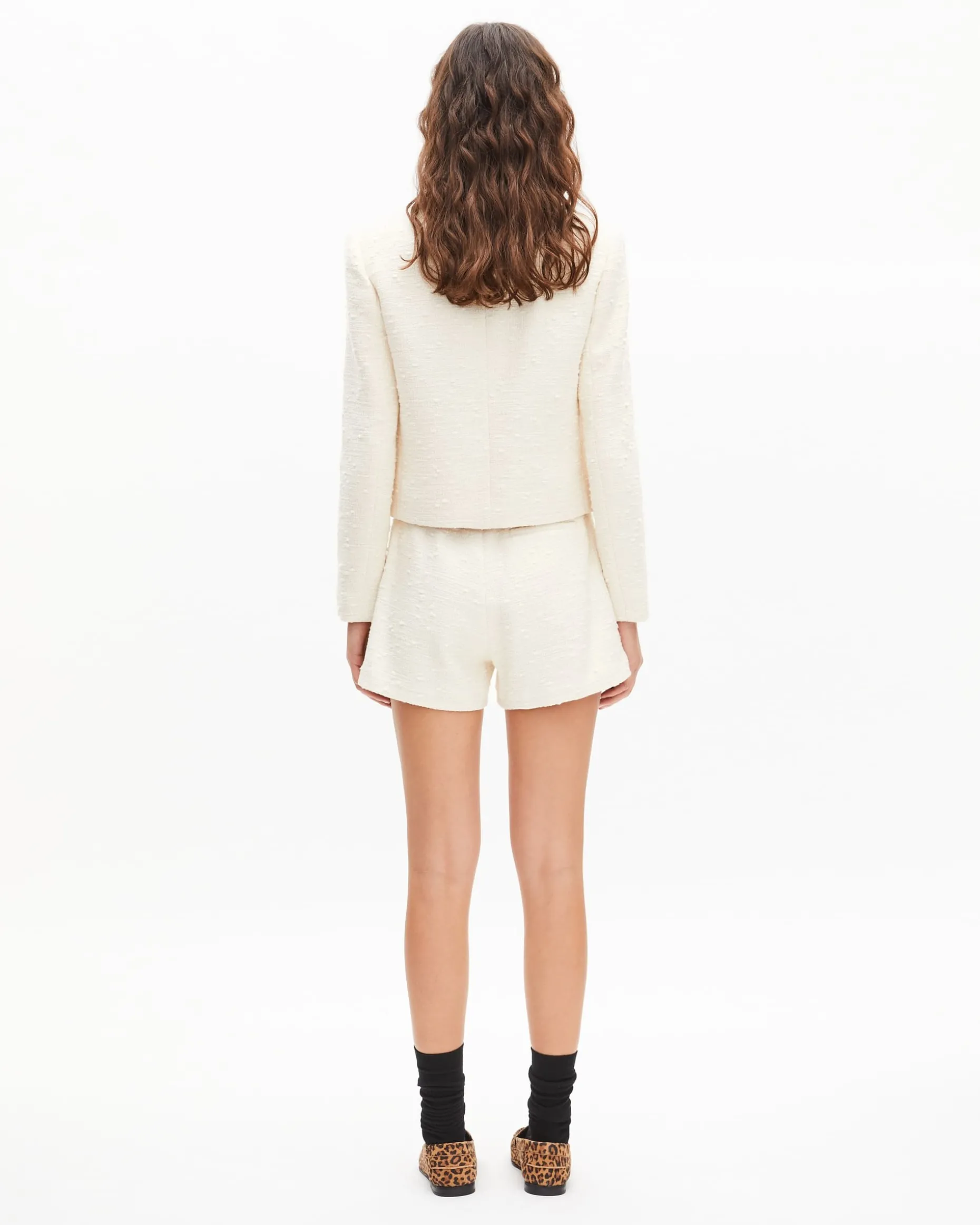 Veste tailleur en tweed écrue